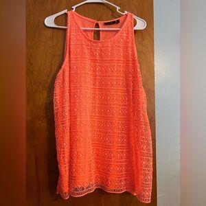 Women's Coral Lace Sleeveless Top
